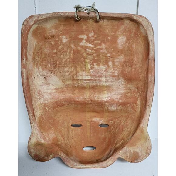 Vintage Terracotta Clay Mask Aztec Mayan Style Wall Art 12” Handcrafted Mexico - Picture 10 of 11